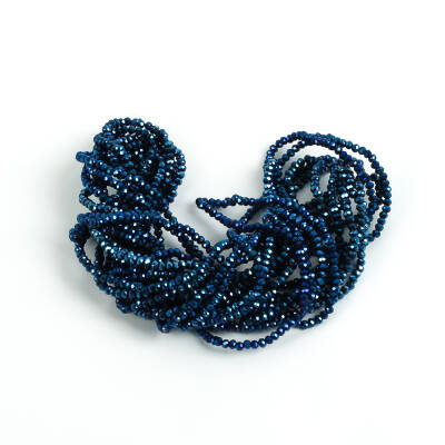 1 Dizi (145-155 Adet) - 2 mm Yassı Kristal Cam Boncuk Dizisi Kaplama Mavi Renk 1.Kalite - 4