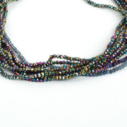 1 Dizi (145-155 Adet) - 2 mm Yassı Kristal Cam Boncuk Dizisi Kaplama Mix Renk 1.Kalite - 2