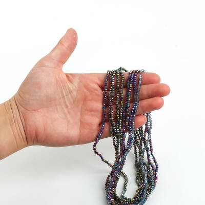 1 Dizi (145-155 Adet) - 2 mm Yassı Kristal Cam Boncuk Dizisi Kaplama Mix Renk 1.Kalite - 3