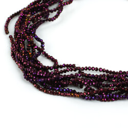 1 Dizi (145-155 Adet) - 2 mm Yassı Kristal Cam Boncuk Dizisi Kaplama Mor Renk 1.Kalite - YF Hobi