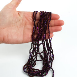 1 Dizi (145-155 Adet) - 2 mm Yassı Kristal Cam Boncuk Dizisi Kaplama Mor Renk 1.Kalite - 3