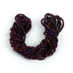 1 Dizi (145-155 Adet) - 2 mm Yassı Kristal Cam Boncuk Dizisi Kaplama Mor Renk 1.Kalite - 4