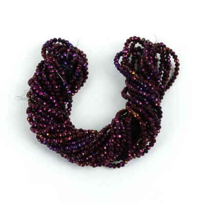 1 Dizi (145-155 Adet) - 2 mm Yassı Kristal Cam Boncuk Dizisi Kaplama Mor Renk 1.Kalite - 4