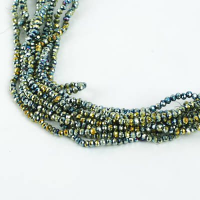 1 Dizi (145-155 Adet) - 2 mm Yassı Kristal Cam Boncuk Dizisi Kaplama Yeşil Renk 1.Kalite - 1