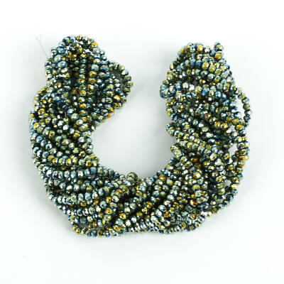 1 Dizi (145-155 Adet) - 2 mm Yassı Kristal Cam Boncuk Dizisi Kaplama Yeşil Renk 1.Kalite - 4