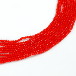 1 Dizi (145-155 Adet) - 2 mm Yassı Kristal Cam Boncuk Dizisi Mat Açık Kırmızı Renk 1.Kalite - YF Hobi