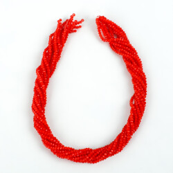 1 Dizi (145-155 Adet) - 2 mm Yassı Kristal Cam Boncuk Dizisi Mat Açık Kırmızı Renk 1.Kalite - 4