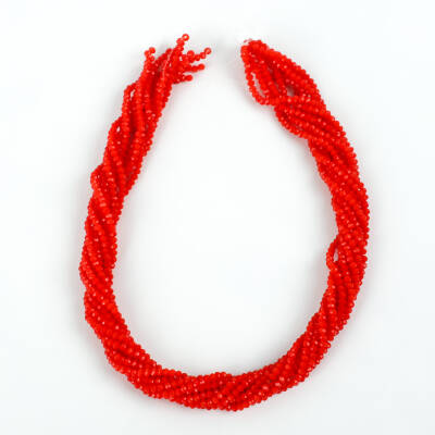 1 Dizi (145-155 Adet) - 2 mm Yassı Kristal Cam Boncuk Dizisi Mat Açık Kırmızı Renk 1.Kalite - 4