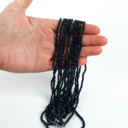 1 Dizi (145-155 Adet) - 2 mm Yassı Kristal Cam Boncuk Dizisi Mat Çok Koyu Mavi Renk 1.Kalite - 3