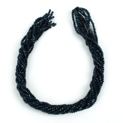 1 Dizi (145-155 Adet) - 2 mm Yassı Kristal Cam Boncuk Dizisi Mat Çok Koyu Mavi Renk 1.Kalite - 4