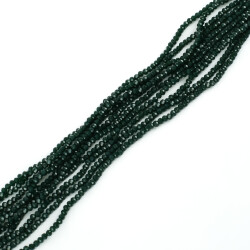 1 Dizi (145-155 Adet) - 2 mm Yassı Kristal Cam Boncuk Dizisi Mat Çok Koyu Yeşil Renk 1.Kalite - YF Hobi
