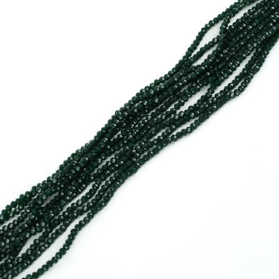 1 Dizi (145-155 Adet) - 2 mm Yassı Kristal Cam Boncuk Dizisi Mat Çok Koyu Yeşil Renk 1.Kalite - 1