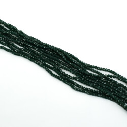 1 Dizi (145-155 Adet) - 2 mm Yassı Kristal Cam Boncuk Dizisi Mat Çok Koyu Yeşil Renk 1.Kalite - 2