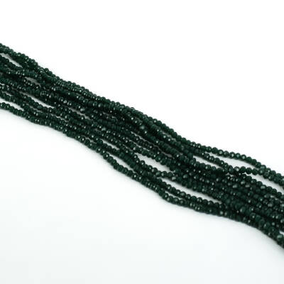 1 Dizi (145-155 Adet) - 2 mm Yassı Kristal Cam Boncuk Dizisi Mat Çok Koyu Yeşil Renk 1.Kalite - 2