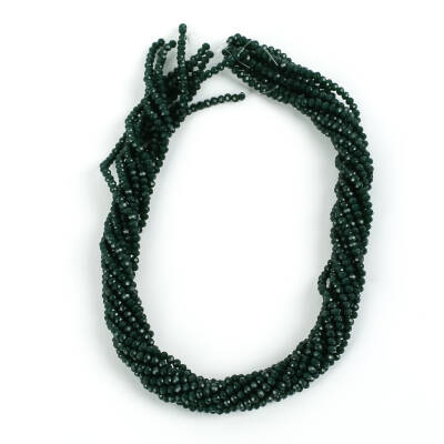 1 Dizi (145-155 Adet) - 2 mm Yassı Kristal Cam Boncuk Dizisi Mat Çok Koyu Yeşil Renk 1.Kalite - 4