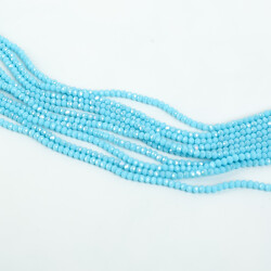 1 Dizi (145-155 Adet) - 2 mm Yassı Kristal Cam Boncuk Dizisi Mat Janjanlı Bebe Mavi Renk 1.Kalite - 2
