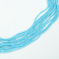 1 Dizi (145-155 Adet) - 2 mm Yassı Kristal Cam Boncuk Dizisi Mat Janjanlı Bebe Mavi Renk 1.Kalite - 3