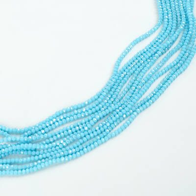 1 Dizi (145-155 Adet) - 2 mm Yassı Kristal Cam Boncuk Dizisi Mat Janjanlı Bebe Mavi Renk 1.Kalite - 3