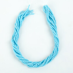 1 Dizi (145-155 Adet) - 2 mm Yassı Kristal Cam Boncuk Dizisi Mat Janjanlı Bebe Mavi Renk 1.Kalite - 4