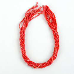 1 Dizi (145-155 Adet) - 2 mm Yassı Kristal Cam Boncuk Dizisi Mat Janjanlı Fuji Kırmızı Renk 1.Kalite - 3