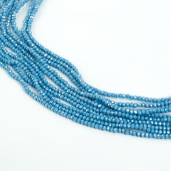 1 Dizi (145-155 Adet) - 2 mm Yassı Kristal Cam Boncuk Dizisi Mat Janjanlı Gökmavi Renk 1.Kalite - YF Hobi