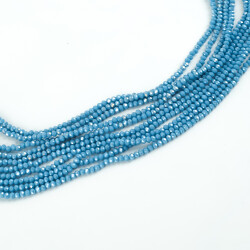 1 Dizi (145-155 Adet) - 2 mm Yassı Kristal Cam Boncuk Dizisi Mat Janjanlı Gökmavi Renk 1.Kalite - 2