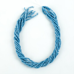 1 Dizi (145-155 Adet) - 2 mm Yassı Kristal Cam Boncuk Dizisi Mat Janjanlı Gökmavi Renk 1.Kalite - 4