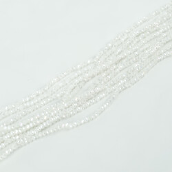 1 Dizi (145-155 Adet) - 2 mm Yassı Kristal Cam Boncuk Dizisi Mat Janjanlı Karbeyaz Renk 1.Kalite - 2