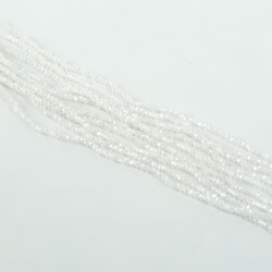 1 Dizi (145-155 Adet) - 2 mm Yassı Kristal Cam Boncuk Dizisi Mat Janjanlı Karbeyaz Renk 1.Kalite - 3