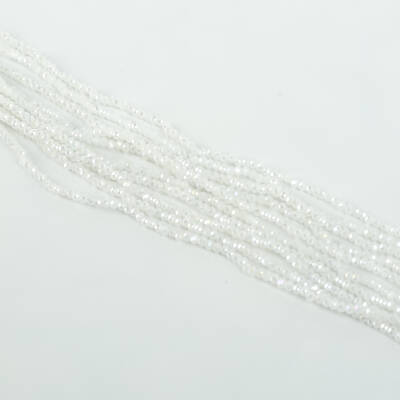 1 Dizi (145-155 Adet) - 2 mm Yassı Kristal Cam Boncuk Dizisi Mat Janjanlı Karbeyaz Renk 1.Kalite - 3