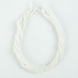 1 Dizi (145-155 Adet) - 2 mm Yassı Kristal Cam Boncuk Dizisi Mat Janjanlı Karbeyaz Renk 1.Kalite - 4