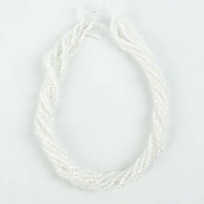 1 Dizi (145-155 Adet) - 2 mm Yassı Kristal Cam Boncuk Dizisi Mat Janjanlı Karbeyaz Renk 1.Kalite - 4