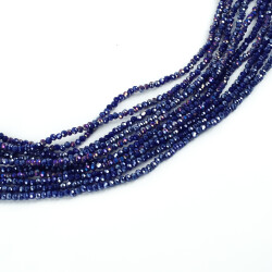 1 Dizi (145-155 Adet) - 2 mm Yassı Kristal Cam Boncuk Dizisi Mat Janjanlı Koyu Mavi Renk 1.Kalite - 2