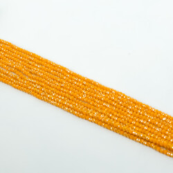 1 Dizi (145-155 Adet) - 2 mm Yassı Kristal Cam Boncuk Dizisi Mat Janjanlı Koyu Sarı Renk 1.Kalite - 2