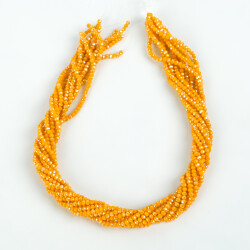 1 Dizi (145-155 Adet) - 2 mm Yassı Kristal Cam Boncuk Dizisi Mat Janjanlı Koyu Sarı Renk 1.Kalite - 4