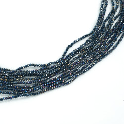 1 Dizi (145-155 Adet) - 2 mm Yassı Kristal Cam Boncuk Dizisi Mat Janjanlı Lacivert Renk 1.Kalite - YF Hobi