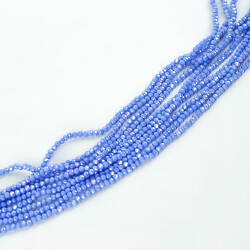1 Dizi (145-155 Adet) - 2 mm Yassı Kristal Cam Boncuk Dizisi Mat Janjanlı Mavi Renk 1.Kalite - 3