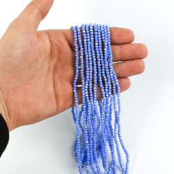 1 Dizi (145-155 Adet) - 2 mm Yassı Kristal Cam Boncuk Dizisi Mat Janjanlı Mavi Renk 1.Kalite - YF Hobi
