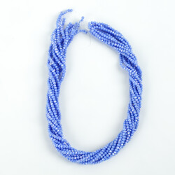 1 Dizi (145-155 Adet) - 2 mm Yassı Kristal Cam Boncuk Dizisi Mat Janjanlı Mavi Renk 1.Kalite - 4