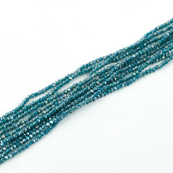 1 Dizi (145-155 Adet) - 2 mm Yassı Kristal Cam Boncuk Dizisi Mat Janjanlı Petrol Mavi Renk 1.Kalite - 2