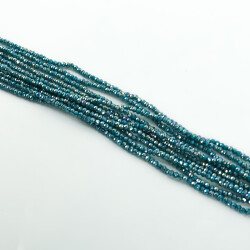 1 Dizi (145-155 Adet) - 2 mm Yassı Kristal Cam Boncuk Dizisi Mat Janjanlı Petrol Mavi Renk 1.Kalite - 3