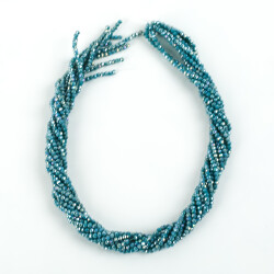 1 Dizi (145-155 Adet) - 2 mm Yassı Kristal Cam Boncuk Dizisi Mat Janjanlı Petrol Mavi Renk 1.Kalite - 4