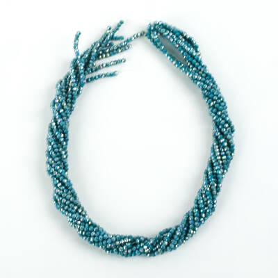 1 Dizi (145-155 Adet) - 2 mm Yassı Kristal Cam Boncuk Dizisi Mat Janjanlı Petrol Mavi Renk 1.Kalite - 4