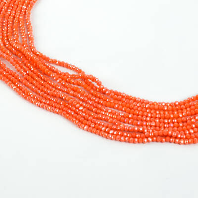 1 Dizi (145-155 Adet) - 2 mm Yassı Kristal Cam Boncuk Dizisi Mat Janjanlı Nar Çiçeği Renk 1.Kalite - 2