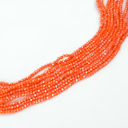 1 Dizi (145-155 Adet) - 2 mm Yassı Kristal Cam Boncuk Dizisi Mat Janjanlı Nar Çiçeği Renk 1.Kalite - YF Hobi