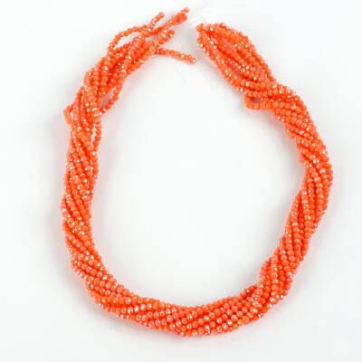 1 Dizi (145-155 Adet) - 2 mm Yassı Kristal Cam Boncuk Dizisi Mat Janjanlı Nar Çiçeği Renk 1.Kalite - 4