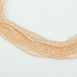 1 Dizi (145-155 Adet) - 2 mm Yassı Kristal Cam Boncuk Dizisi Mat Janjanlı Pembe Renk 1.Kalite - 2