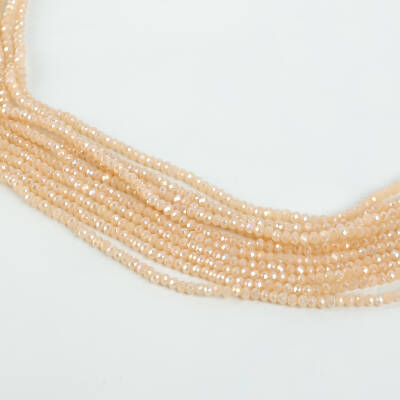 1 Dizi (145-155 Adet) - 2 mm Yassı Kristal Cam Boncuk Dizisi Mat Janjanlı Pembe Renk 1.Kalite - 2