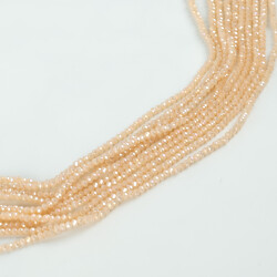 1 Dizi (145-155 Adet) - 2 mm Yassı Kristal Cam Boncuk Dizisi Mat Janjanlı Pembe Renk 1.Kalite - 3