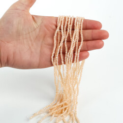 1 Dizi (145-155 Adet) - 2 mm Yassı Kristal Cam Boncuk Dizisi Mat Janjanlı Pembe Renk 1.Kalite - YF Hobi